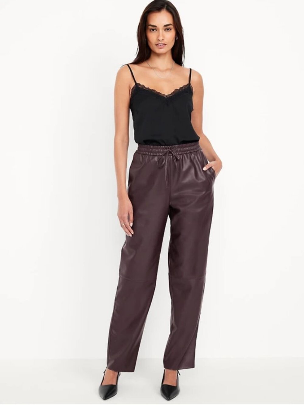 High-Waisted Billie Faux-Leather Ankle Trouser